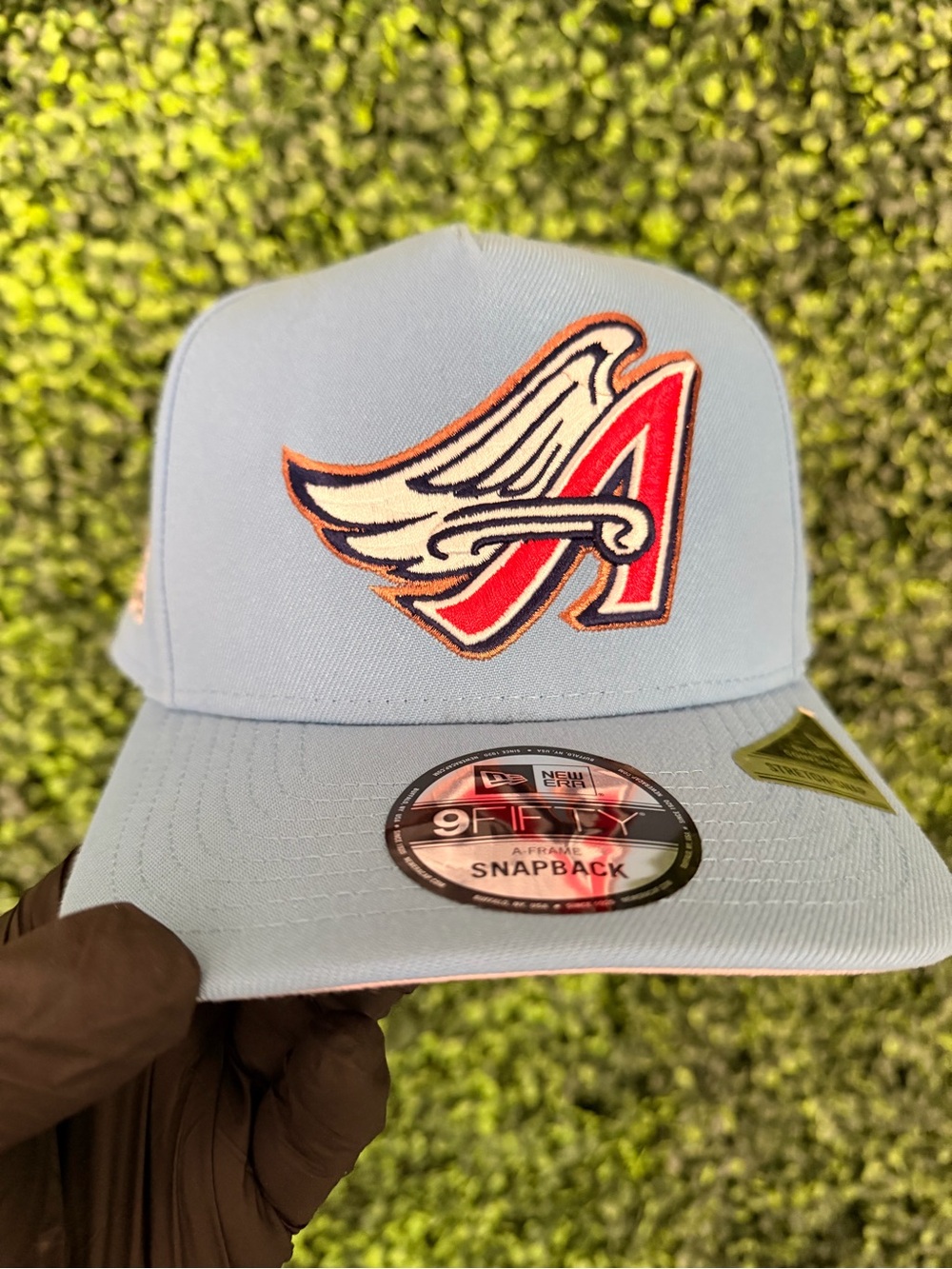 New Era Kids Sky Blue Snapback Hat with Red Wing 'A' Patch